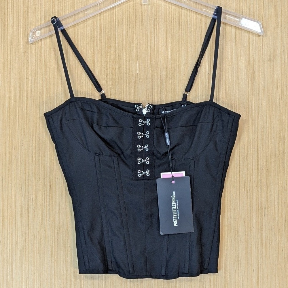 PrettyLittleThing Black Whimsygoth‎ Witchy Renaissance Romantic Corset Top 4